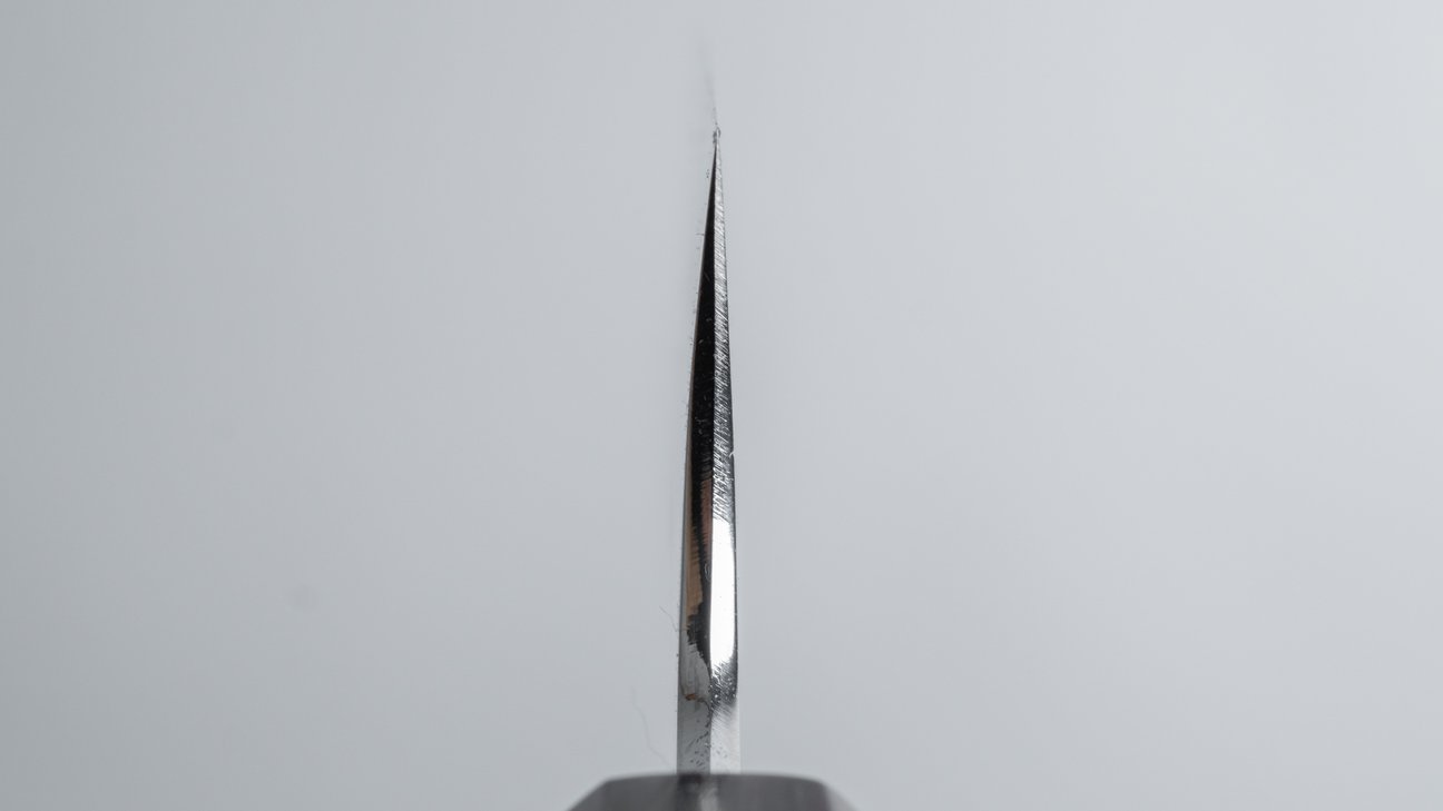 Hitohira Togashi White #1 Stainless Clad Kasumi Sujihiki 240mm Ebony Handle