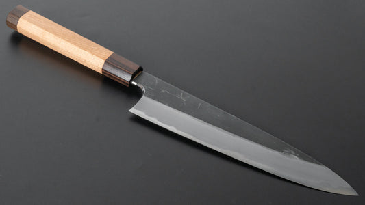 Hitohira Togashi Blue #2 Kurouchi Gyuto 210 mm kersenhouten handvat (ebbenhouten uiteinde)