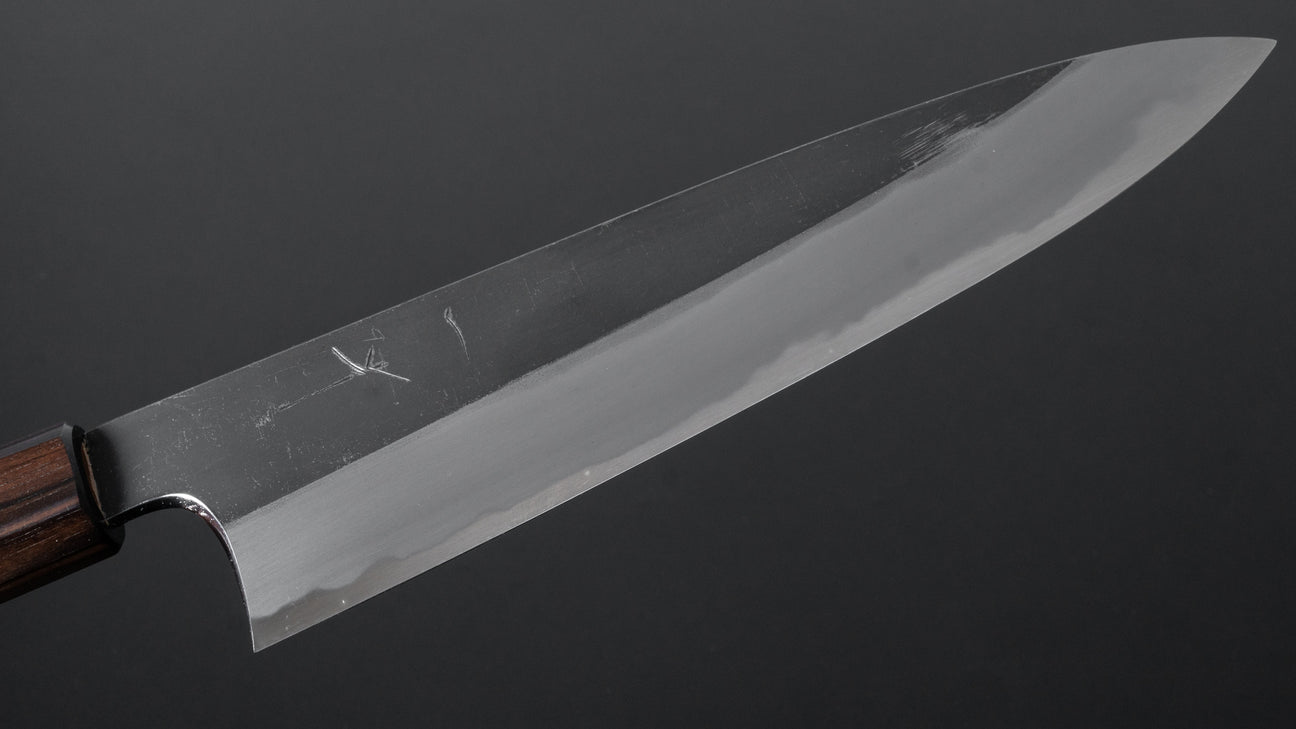 Hitohira Togashi Blue #2 Kurouchi Gyuto 210 mm kersenhouten handvat (ebbenhouten uiteinde)