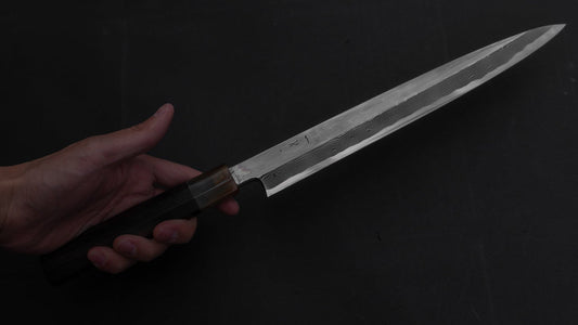 Hitohira Kikuchiyo Mosuke Enmon Wit #1 Yanagiba 270 mm Taihei ebbenhouten handvat (spiegel gepolijst / Saya)