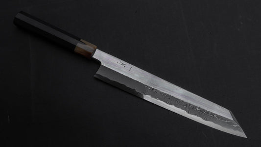 Hitohira Kikuchiyo Mosuke Enmon Wit #1 Kiritsuke 270 mm Taihei ebbenhouten handvat Spiegelglans (Saya)