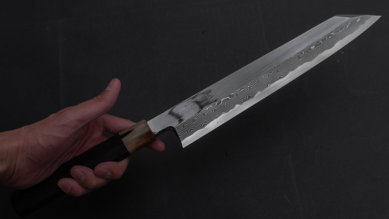 Hitohira Kikuchiyo Mosuke Enmon White #1 Kiritsuke 270mm Taihei Ebony Handle Mirror polish (Saya)