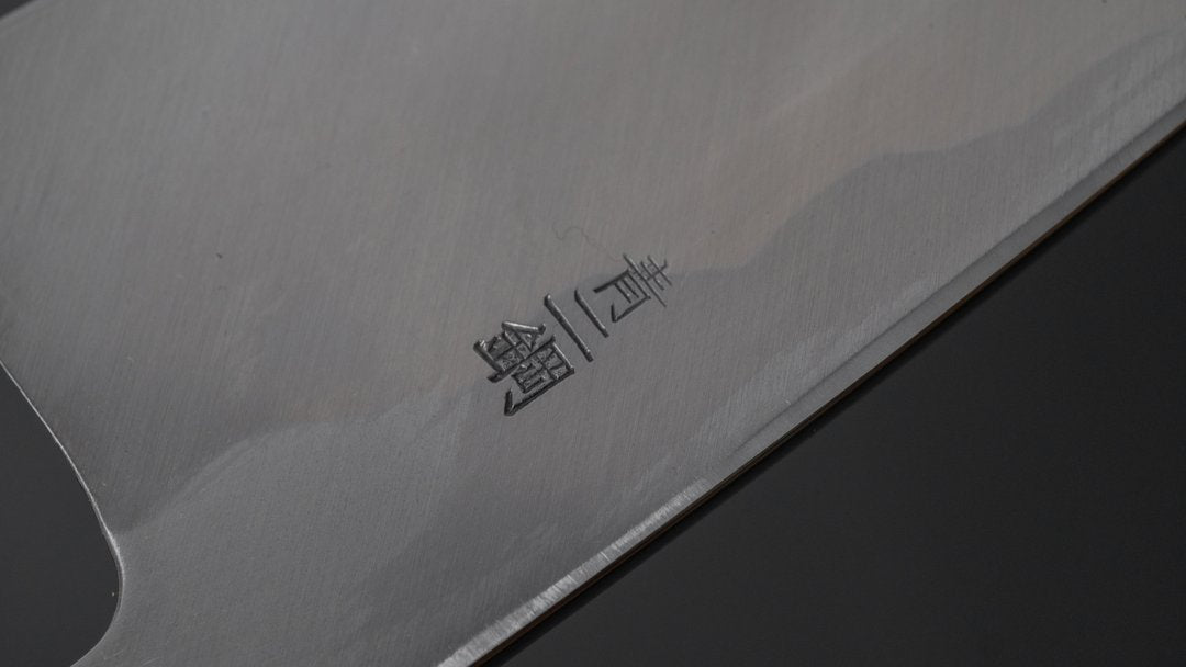 Morihei Hisamoto spiegel gepolijst blauw #2 Deba 150 mm Ho houten handvat