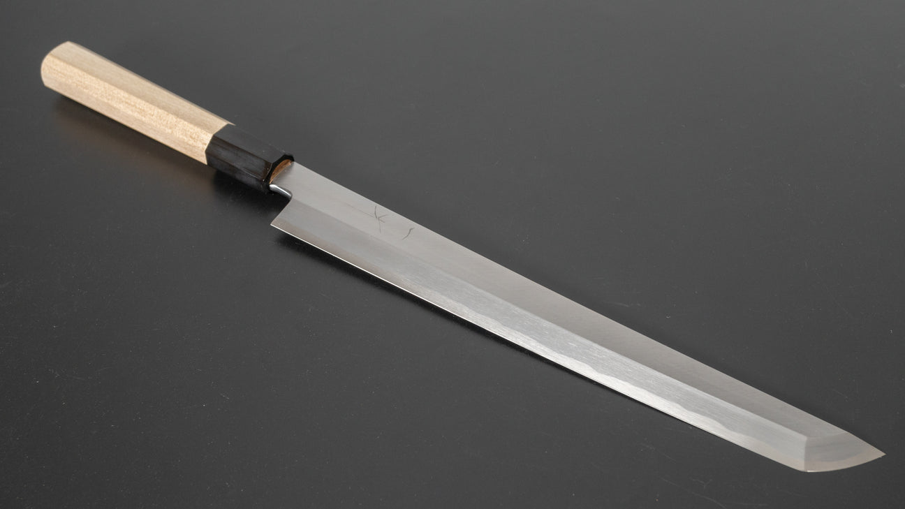 Hitohira Kikuchiyo Manzo Blue #2 Yanagi Sakimaru 270 mm Ho houten handvat (Saya)