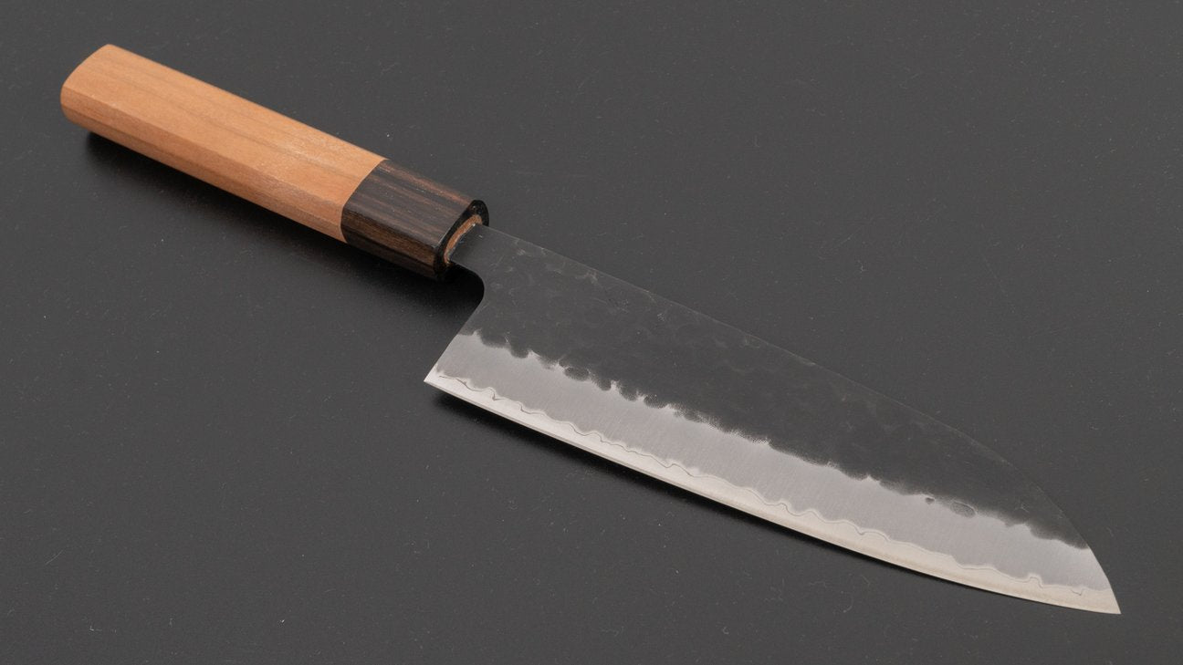 Hitohira Futana SB Kuro Tsuchime Santoku 170mm Cherry Wood Handle