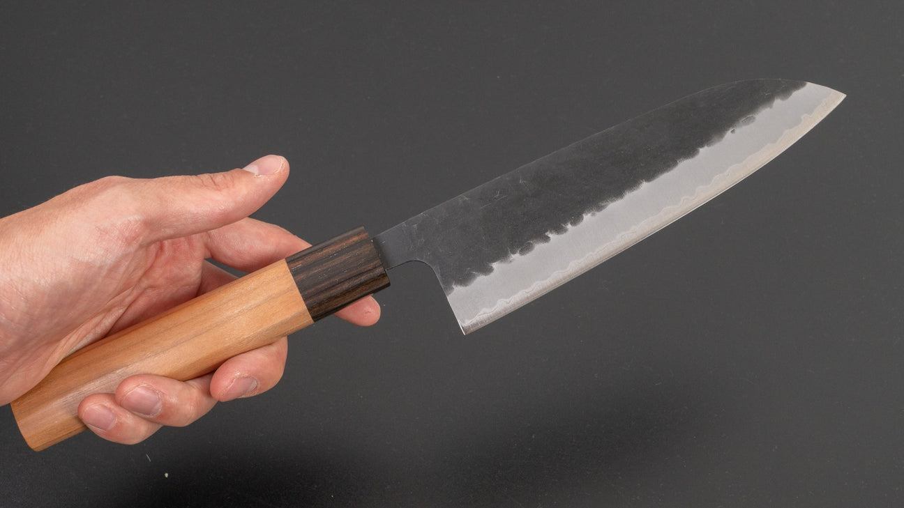 Hitohira Futana SB Kuro Tsuchime Santoku 170mm Cherry Wood Handle