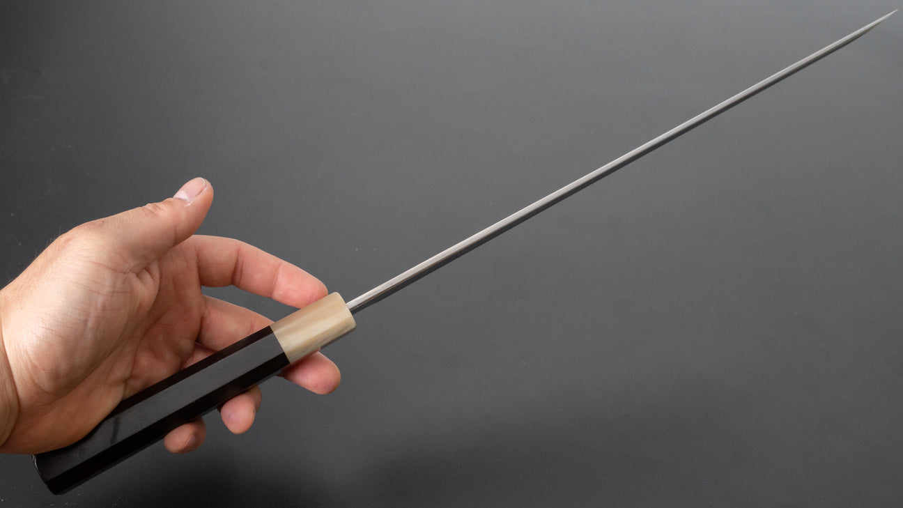 Hitohira Kikuchiyo Manzo Blue #2 Yanagi Sakimaru 300mm Ebony Handle (Saya)