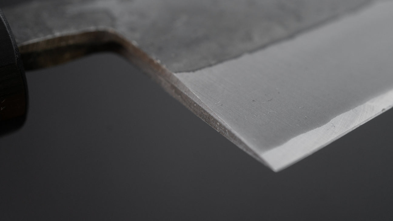 Hitohira Harima Forged Blue #2 Stainless Clad Bunka 180mm Walnut Handle