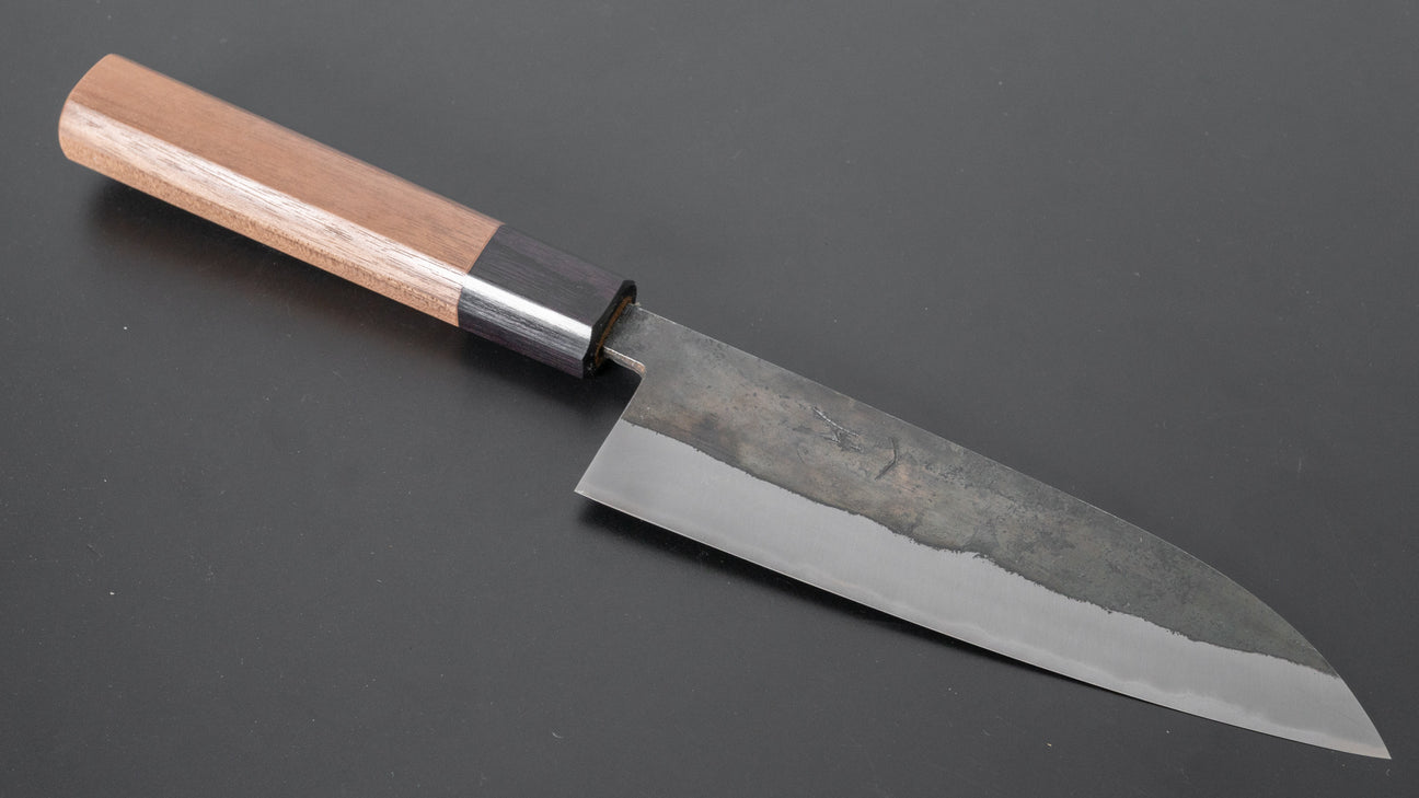 Hitohira Harima gesmeed blauw super roestvrij bekleed 165mm Santoku walnoot handvat