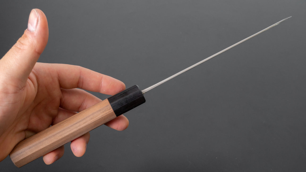 Hitohira Harima gesmeed blauw super roestvrij bekleed 165mm Santoku walnoot handvat