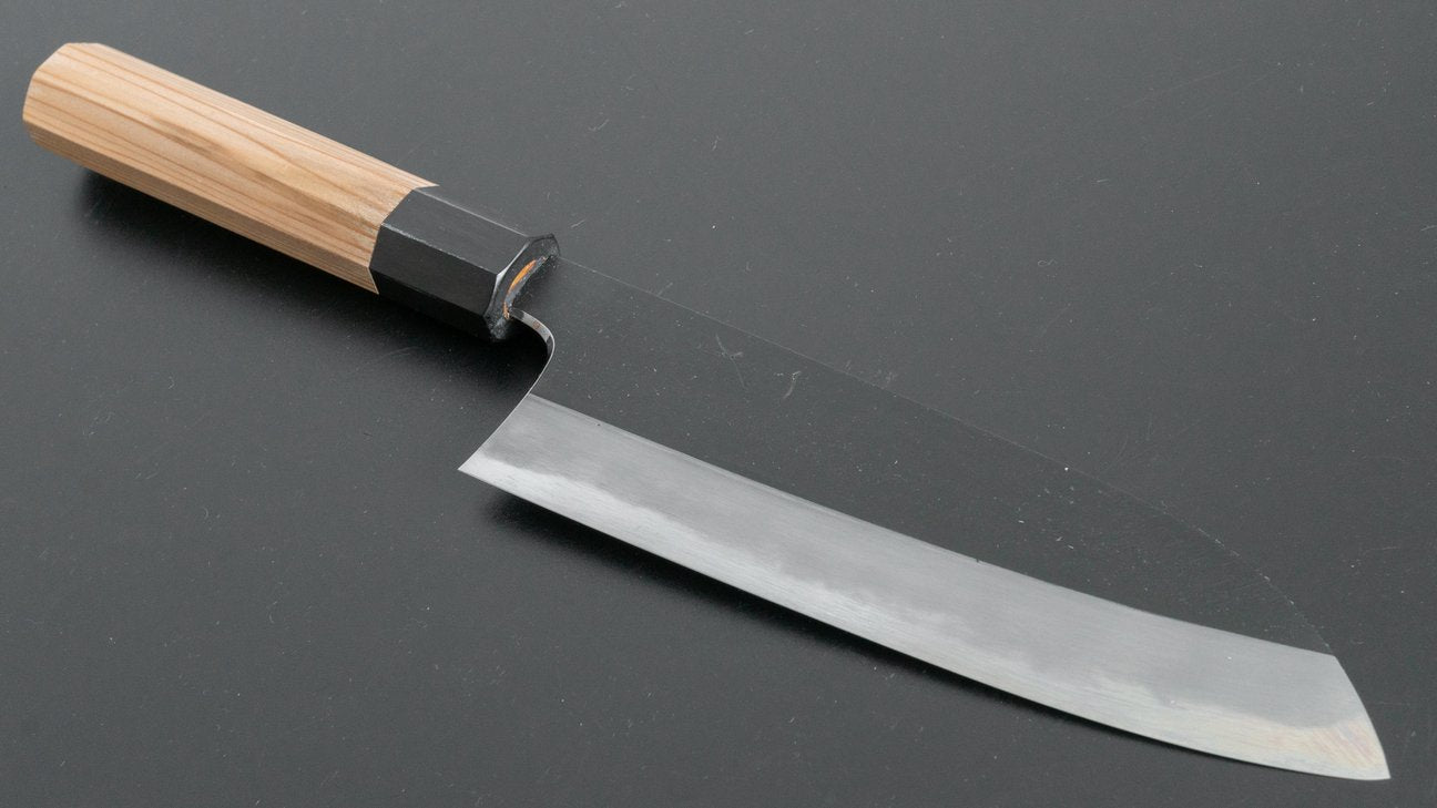 Hitohira Tanaka Kyuzo Blue #1 Kurouchi Santoku 180mm Yakusugi Cedar Handle