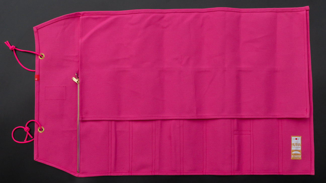 HI-CONDITION Hanpu Canvas 9 Pockets Knife Roll Deep Candy Pink