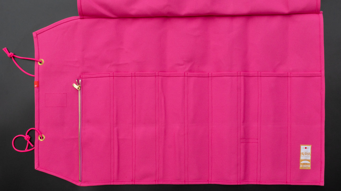 HI-CONDITION Hanpu Canvas 9 Pockets Knife Roll Deep Candy Pink