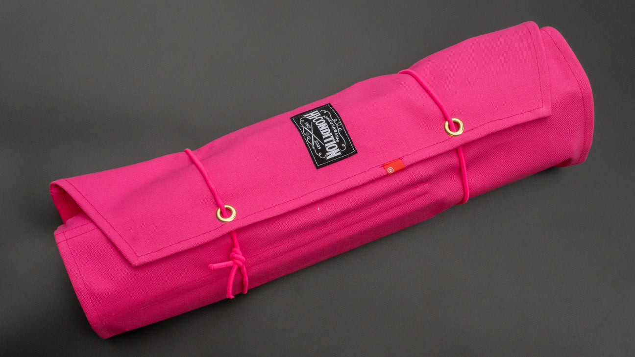 HI-CONDITION Hanpu Canvas 9 Pockets Knife Roll Deep Candy Pink