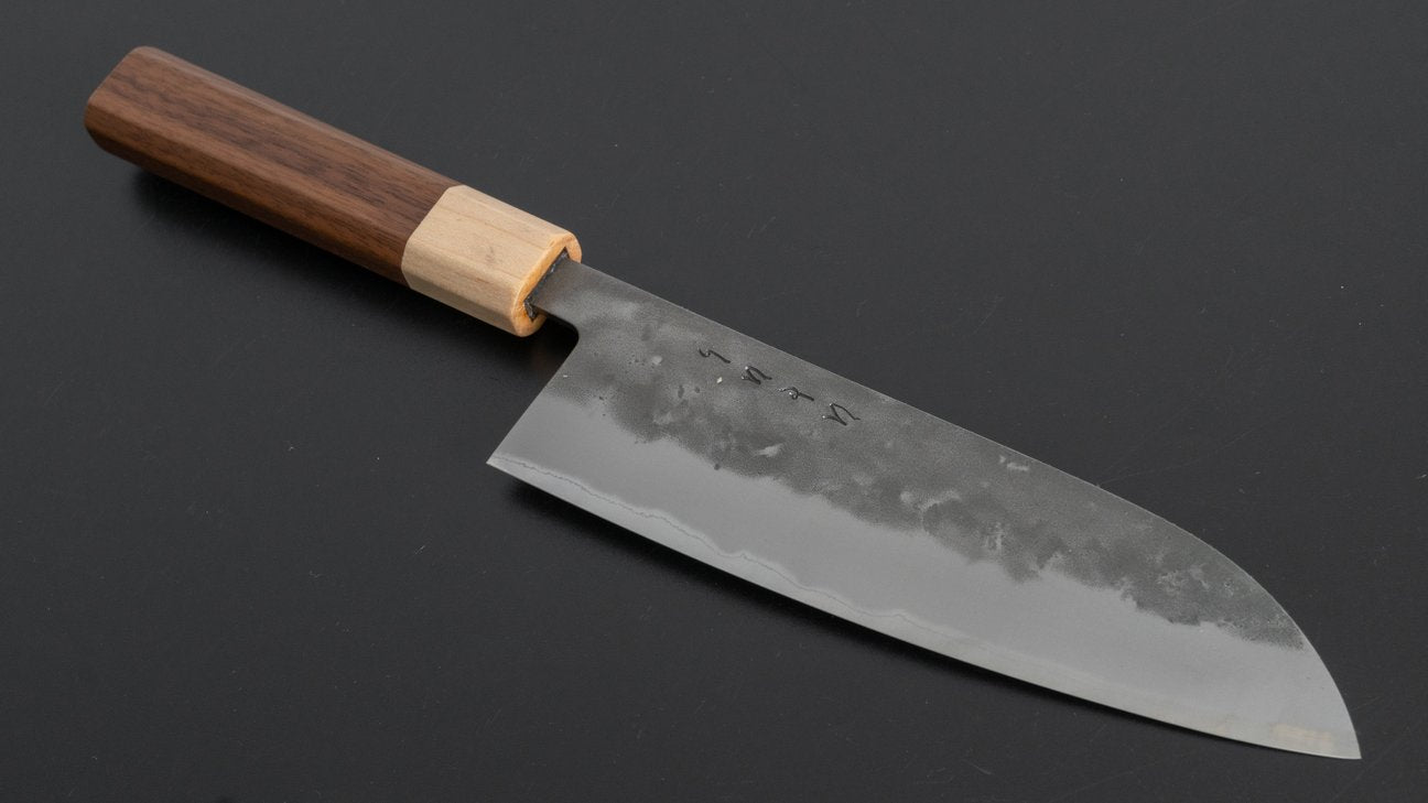 Hitohira TD Blue #2 roestvrij beklede Nashiji Santoku 165 mm walnoot handvat