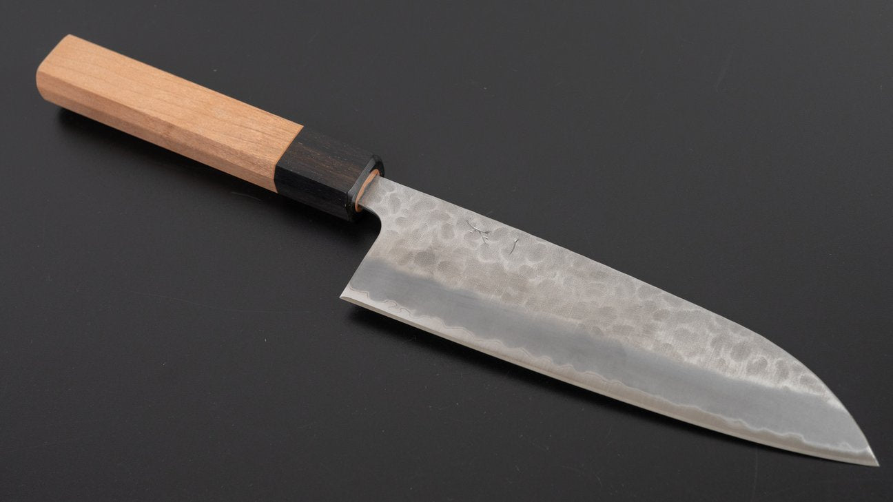 Hitohira Futana SB Migaki Tsuchime Santoku 170mm Cherry Wood Handle