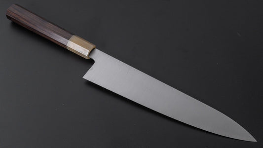 Hitohira Ashi Zweeds roestvrij Gyuto 240 mm ebbenhouten handvat