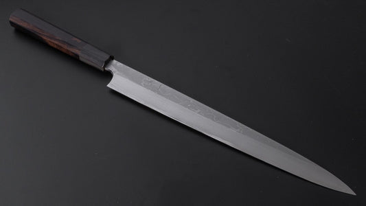 Hitohira Togashi Wit #1 Damascus Yanagiba 300 mm ebbenhouten handvat met Saya