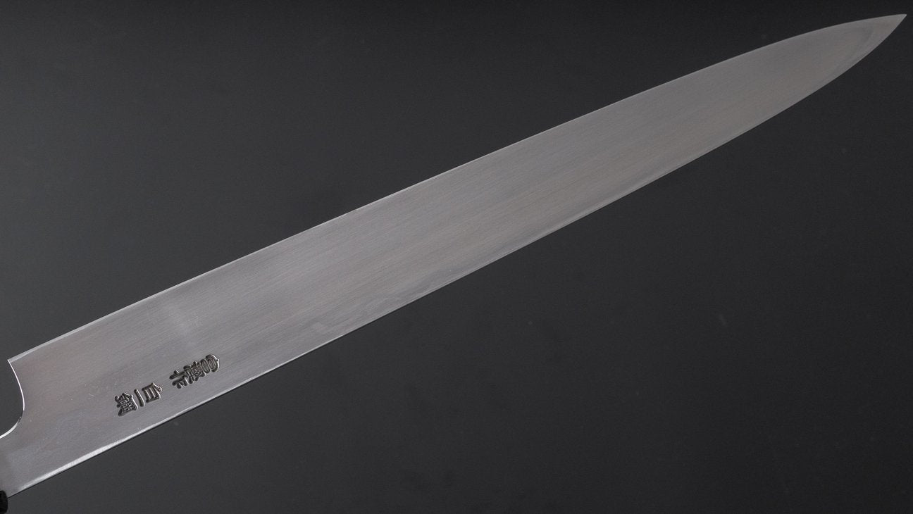 Hitohira Togashi White #1 Damascus Yanagiba 300mm Ebony Handle With Saya