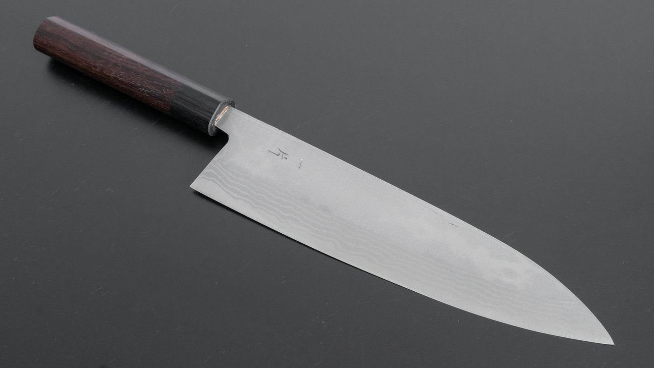 Hitohira GR Blue #2 Damascus Gyuto 210mm Rosewood Handle