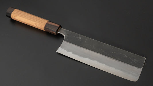 Hitohira Togashi Blue #2 Kurouchi Nakiri Cherry Wood Handle (Ebony End)
