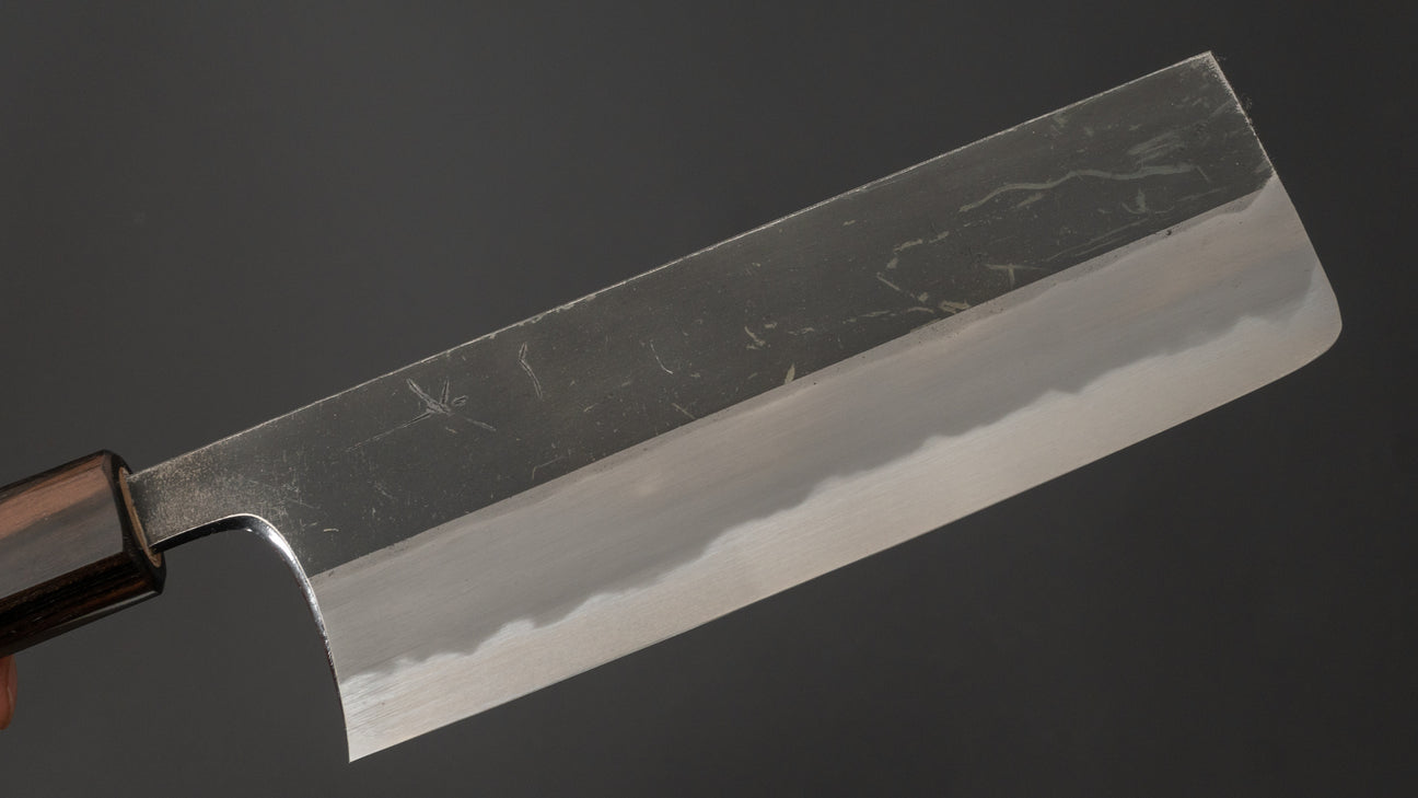 Hitohira Togashi Blue #2 Kurouchi Nakiri kersenhouten handvat (ebbenhouten uiteinde)