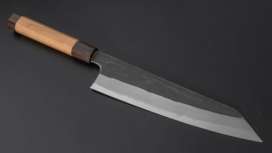 Hitohira Togashi Blue #2 Kurouchi Kiritsuke Gyuto 240 mm kersenhouten handvat (ebbenhouten uiteinde)
