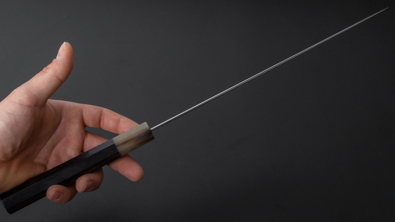 Hitohira Togashi White #1 Stainless Clad Kasumi Sujihiki 270mm Ebony Handle