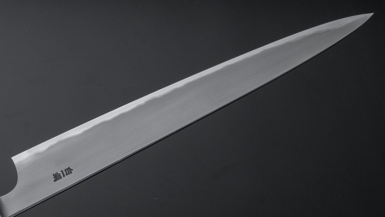 Hitohira Togashi White #1 Stainless Clad Kasumi Sujihiki 270mm Ebony Handle