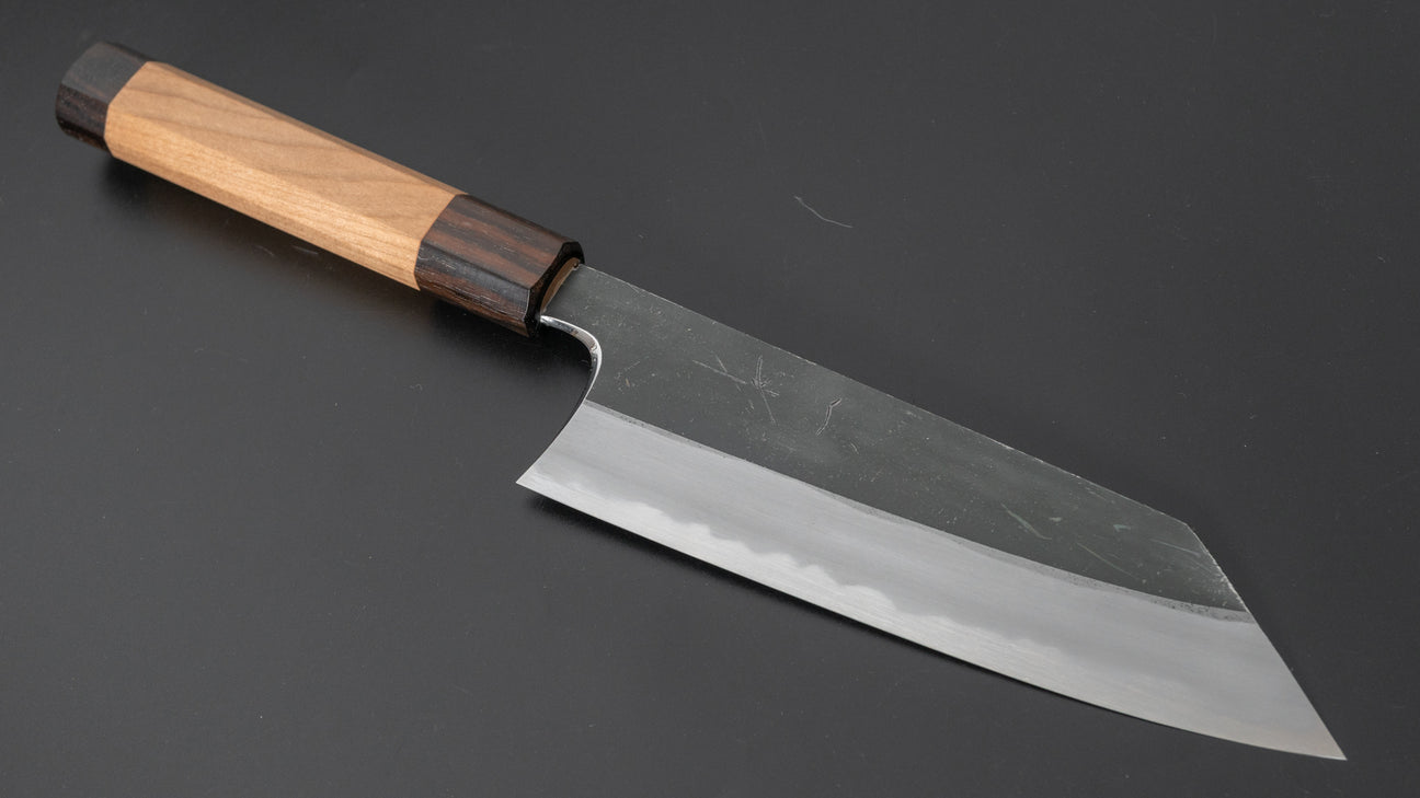 Hitohira Togashi Blue #2 Kurouchi Bunka Cherry Wood Handle (Ebony End)
