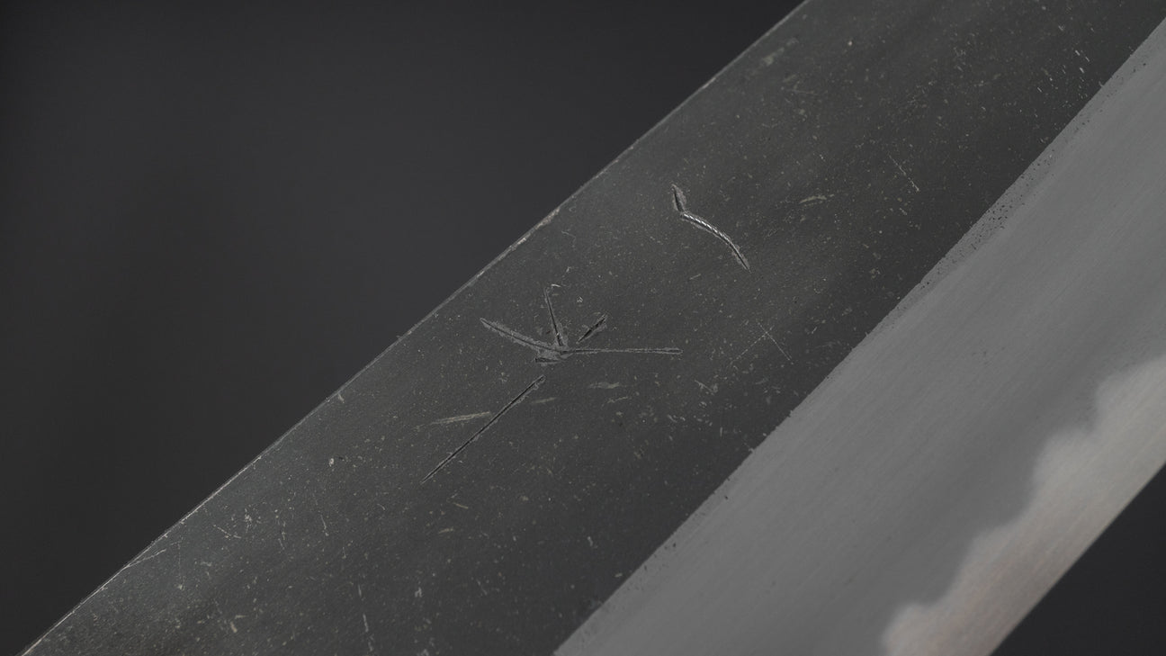 Hitohira Togashi Blue #2 Kurouchi Bunka Cherry Wood Handle (Ebony End)