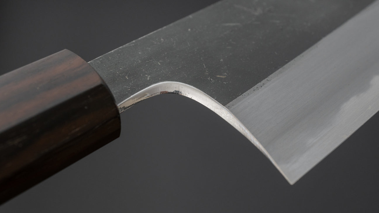 Hitohira Togashi Blue #2 Kurouchi Bunka Cherry Wood Handle (Ebony End)