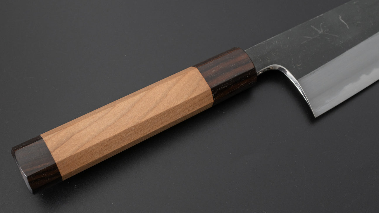 Hitohira Togashi Blue #2 Kurouchi Bunka Cherry Wood Handle (Ebony End)