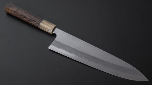 Hitohira Tanaka Kyuzo Blue #1 Migaki Gyuto 240 mm ziricote handgreep (extra hoogte)