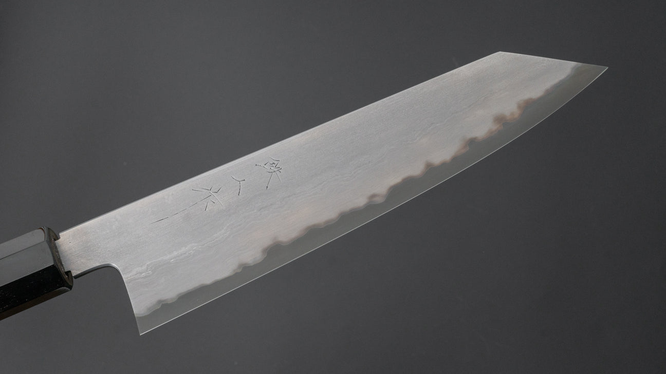 Tetsujin Blue #2 Metal Flow Kiritsuke Gyuto 210 mm Taihei Makassar ebbenhouten handvat