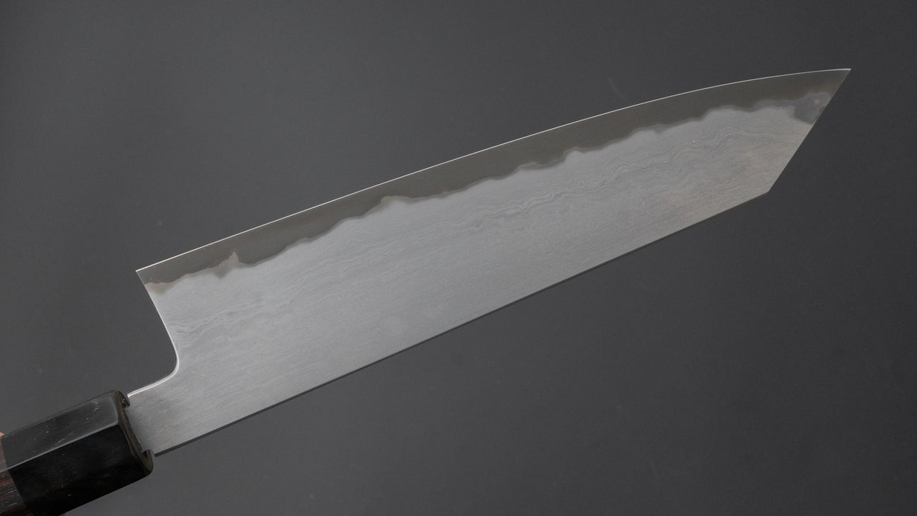 Tetsujin Blue #2 Metal Flow Kiritsuke Gyuto 210 mm Taihei Makassar ebbenhouten handvat