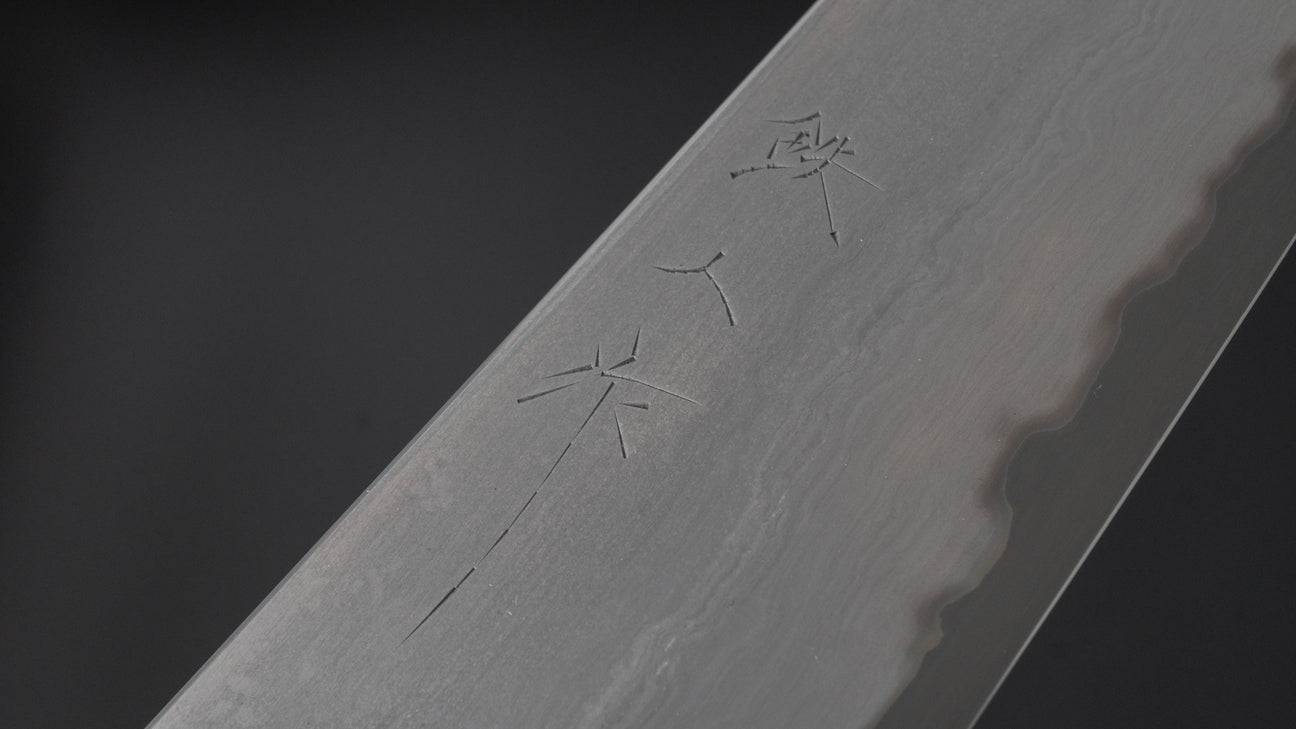 Tetsujin Blue #2 Metal Flow Kiritsuke Gyuto 210 mm Taihei Makassar ebbenhouten handvat