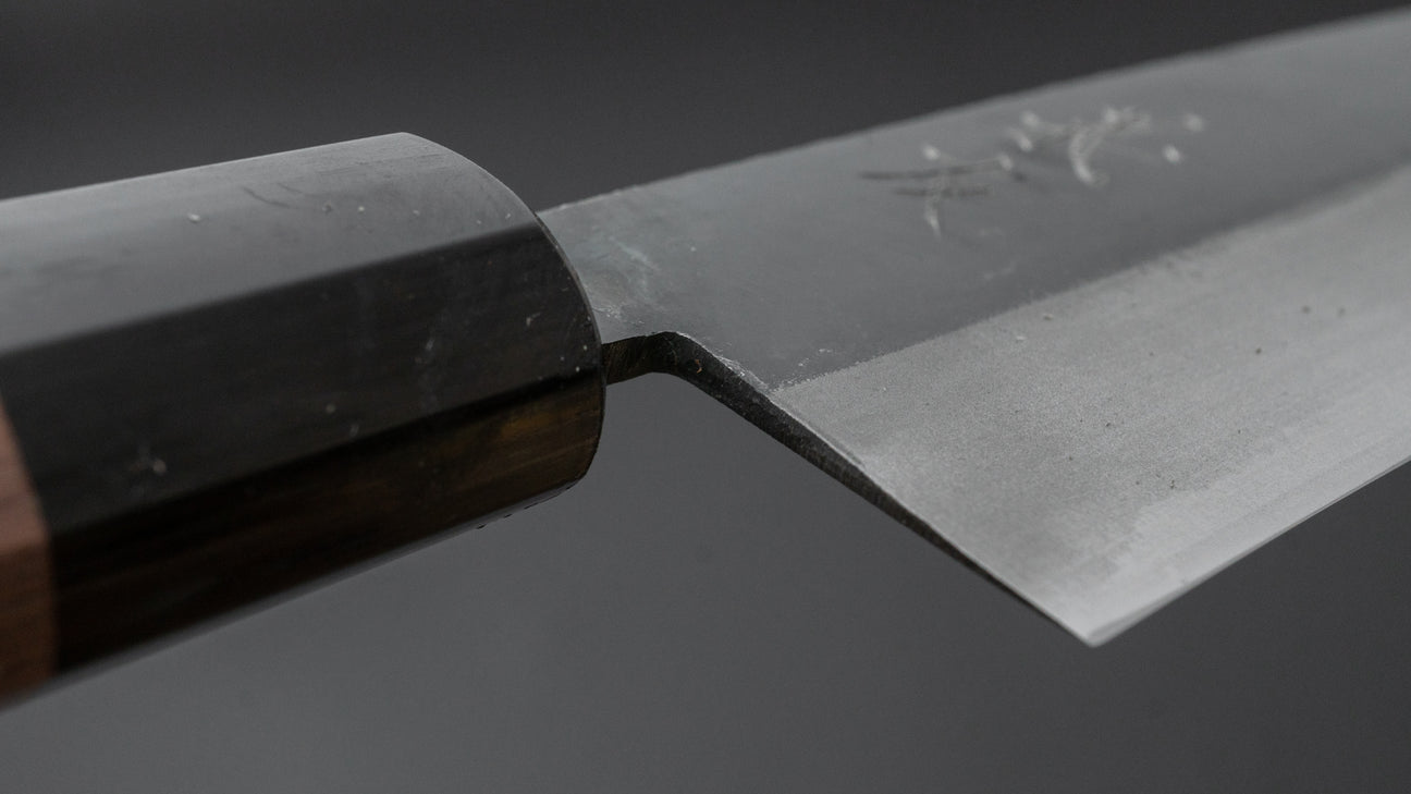 Morihei Yoshitomo Kurouchi Blue #2 Gyuto 210mm Walnut Handle