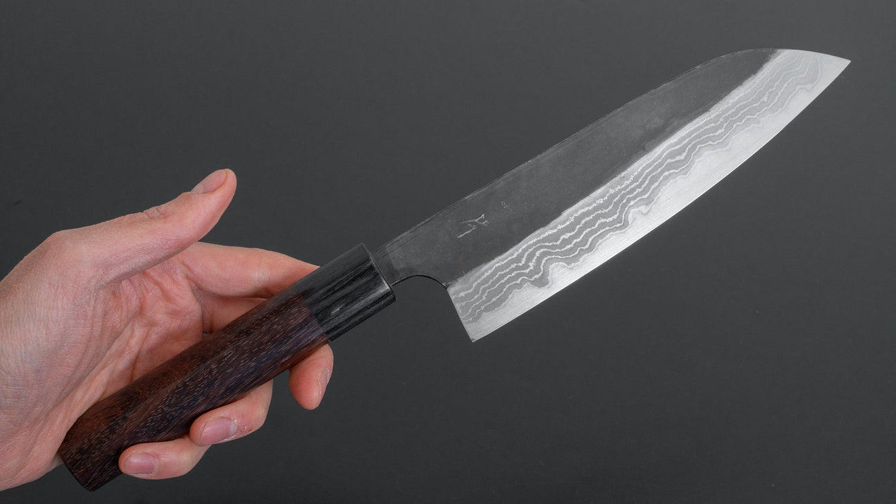 Hitohira HS White #2 Damascus Santoku 170mm Rosewood Handle
