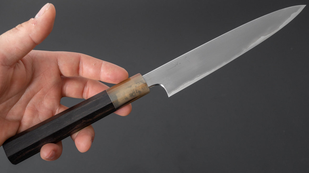 Hitohira Togashi White #1 Stainless Clad Kasumi Petty 165mm Ebony Handle