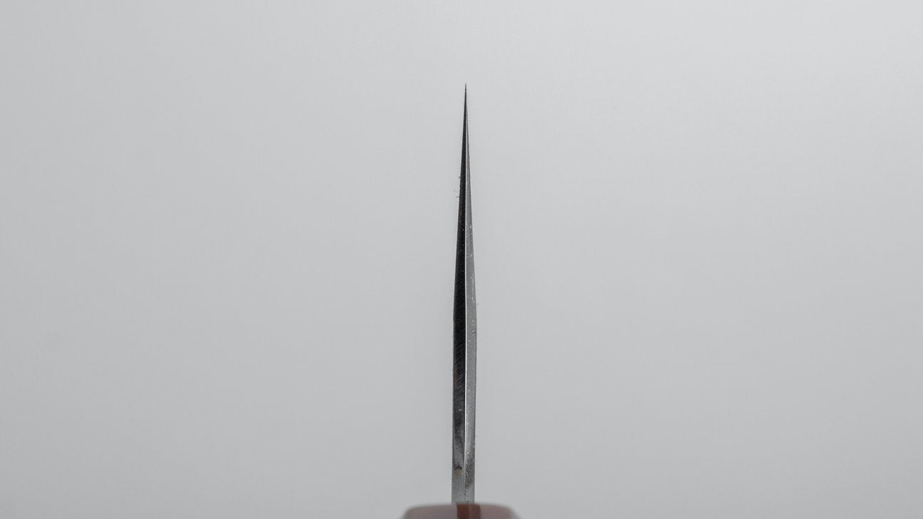 Hitohira Tanaka Kyuzo blauw #1 spiegel Gyuto 240 mm Taihei ebbenhouten handvat