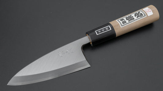 Morihei Munetsugu Wit #2 Linkshandige Deba 105 mm Ho houten handvat